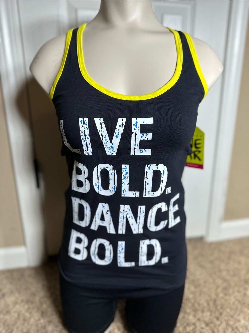 Zumba Instructor Racerback Tank Top Live Bold Dance Bold Black Neon Yellow Small